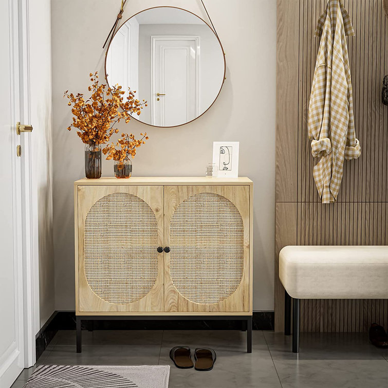 Manel Rattan Storage Cabinet,Accent Storage Cabinet with Handmade Natural  Rattan Doors